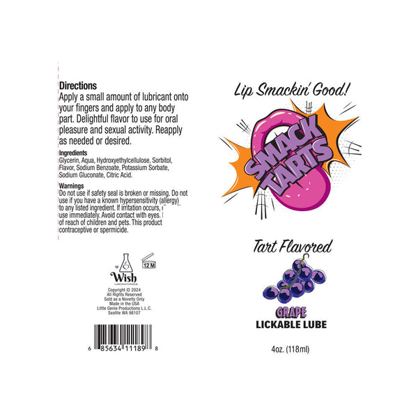 Smack Tarts Sour Grape Flavoured Lubricant 120 Ml Tube Lubricants