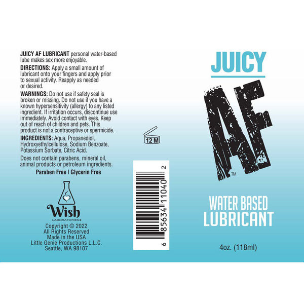 Juicy Af Water Based Lubricant 118 Ml Bottle Lubricants