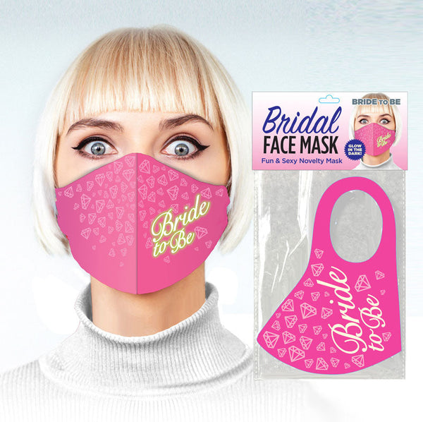 Bridal Face Mask Bride To Be Glow Pink Novelty Face Masks