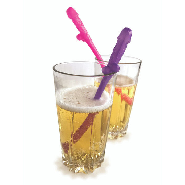 Super Fun  Party Straws Pink/Purple Dicky Set Of 8 Party Gags & Tricks