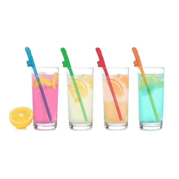 Super Fun  Party Straws Coloured Multi Dicky 8 Pack Party Gags & Tricks