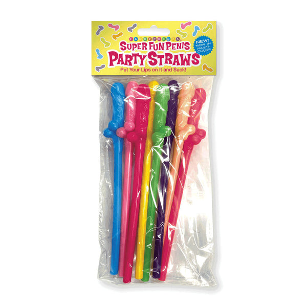 Super Fun  Party Straws Coloured Multi Dicky 8 Pack Party Gags & Tricks