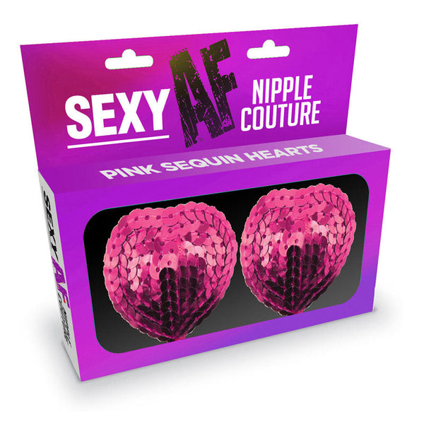 Af Nipple Couture Pink Hearts Sequin Reuseable Pasties Placeholder