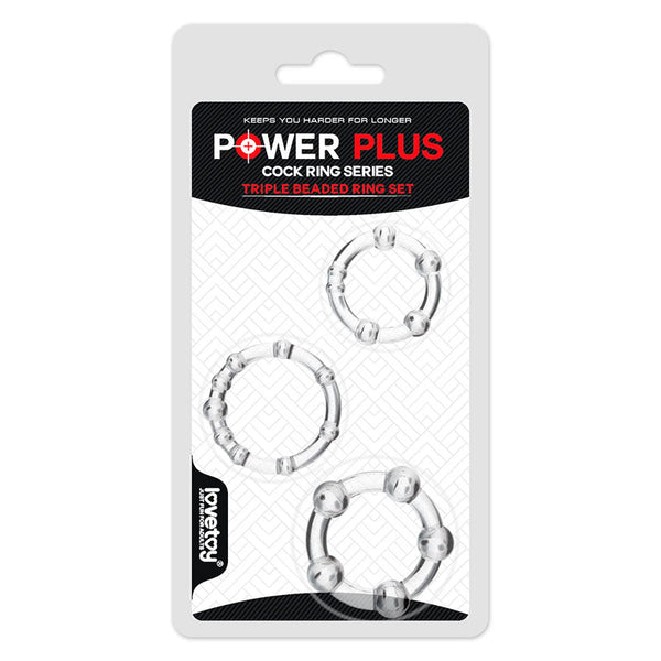 Power Plus Triple Beaded Ring Set Clear Of 3  Rings