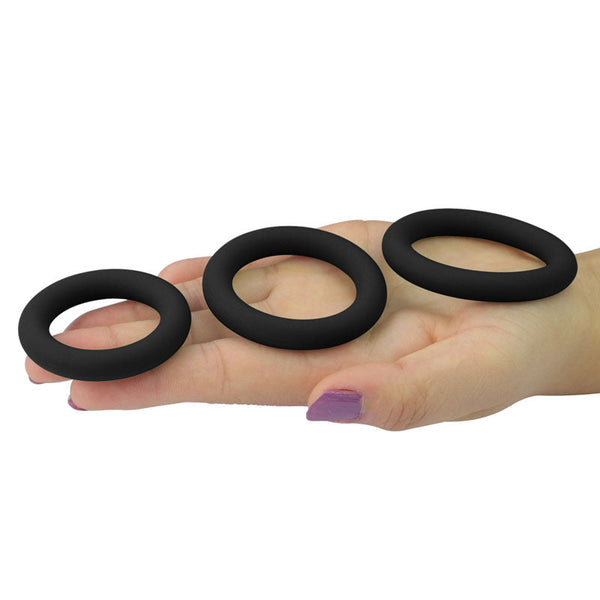 Power Plus Soft Silicone Snug Ring Black Set Of 3 Sizes  Rings