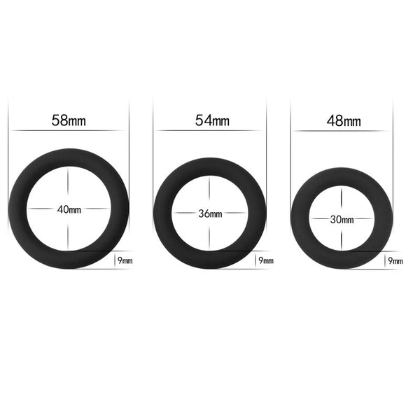 Power Plus Soft Silicone Snug Ring Black Set Of 3 Sizes  Rings