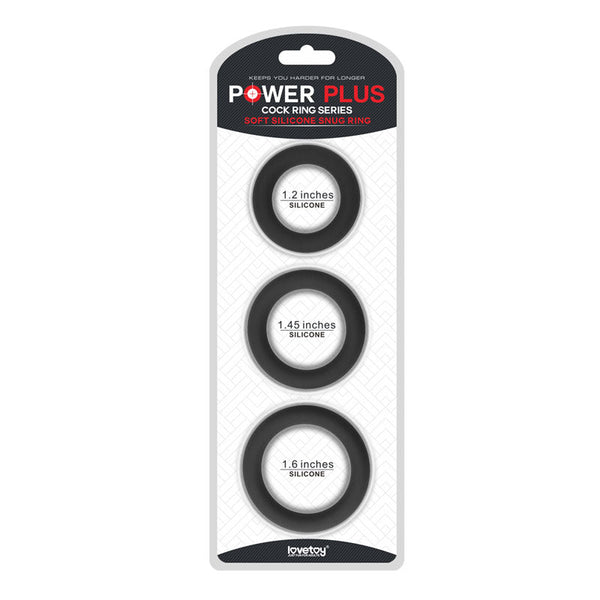 Power Plus Soft Silicone Snug Ring Black Set Of 3 Sizes  Rings