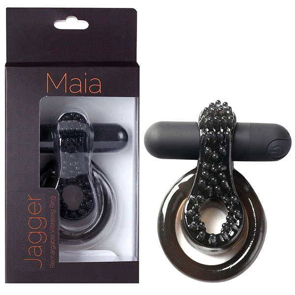 Maia Jagger Black Usb Rechargeable Vibrating  & Ball Ring  Rings