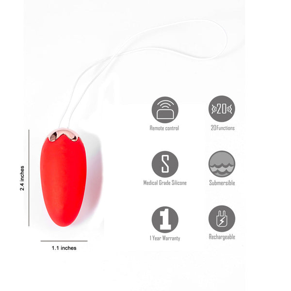 Maia Shortcake Red Usb Rechargeable Vibrating Egg With Wireless Remote Bullets