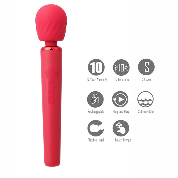 Maia Nala Red 30 Cm Usb Rechargeable Massage Wand Massagers & Wands