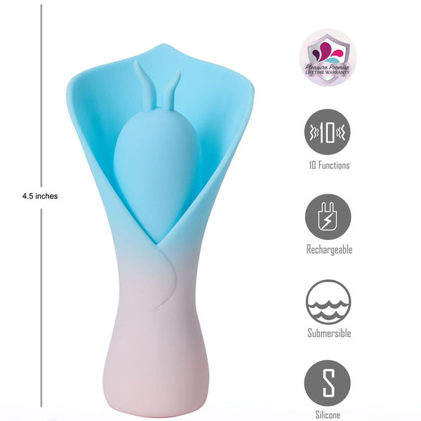Maia Mina Blue/Pink Usb Rechargeable Fluttering Flower Stimulator Massagers & Wands