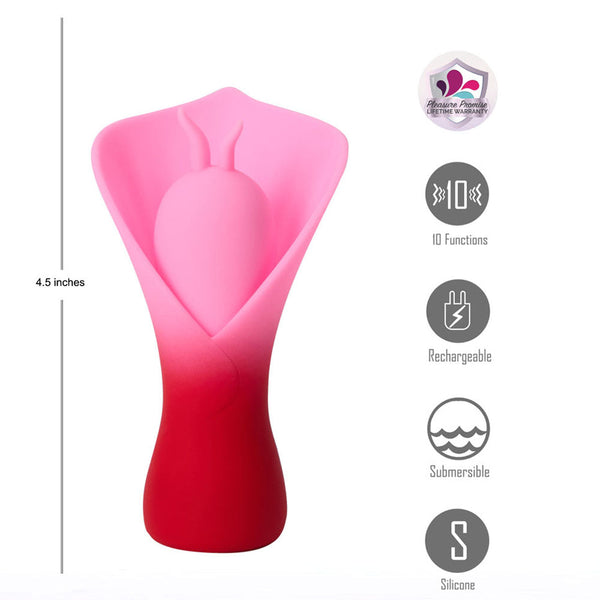 Maia Mina Red Red/Pink Usb Rechargeable Fluttering Flower Stimulator Massagers & Wands