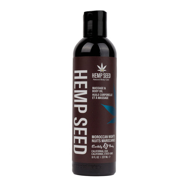 Hemp Seed Massage & Body Oil Moroccan Nights (Earthy Spicy Sensual) Scented 237 Ml Bottle Lubricants