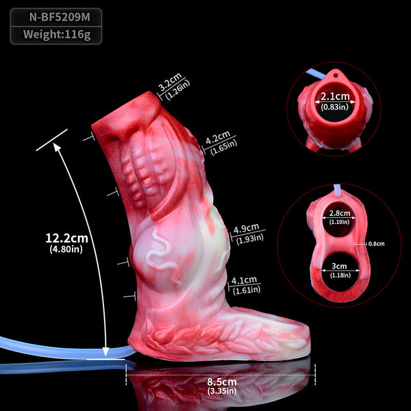 Theodore Textured Red Medium Squirting  Sleeve  Extenders & Enlargers