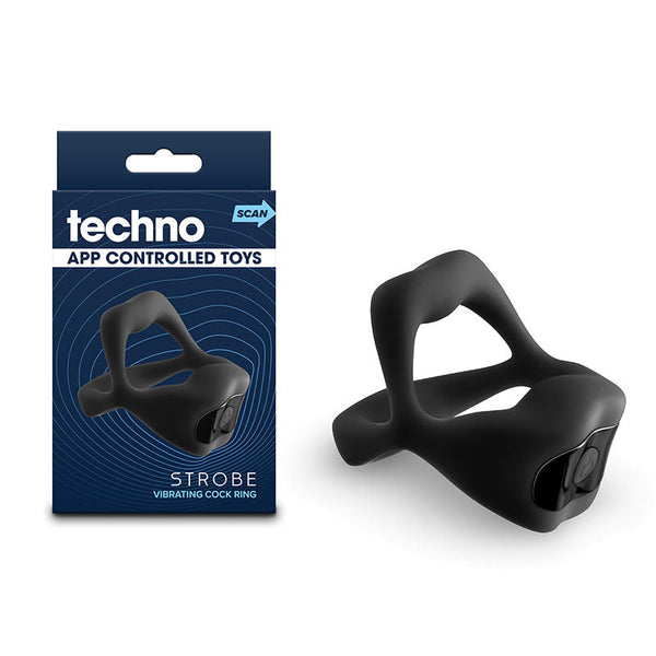 Techno Strobe Black Usb Rechargeable Vibrating  Ring With App Control  Rings