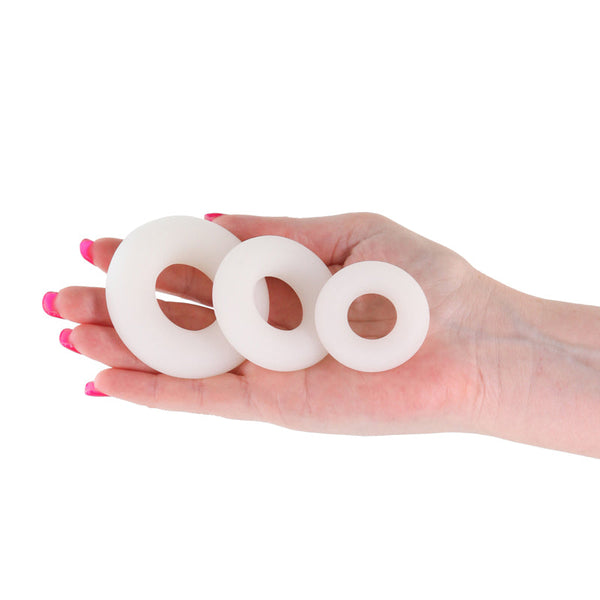 Firefly 3Pc Bubble Rings White Glow In Dark  Set Of Sizes  Rings