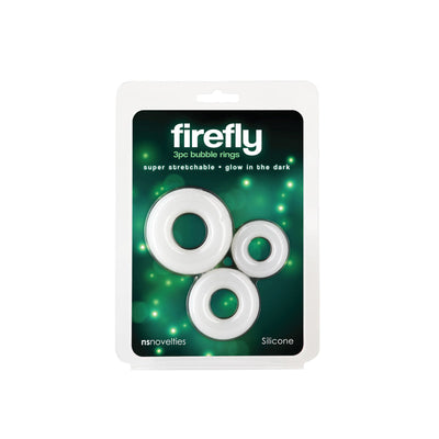 Firefly 3Pc Bubble Rings White Glow In Dark  Set Of Sizes  Rings