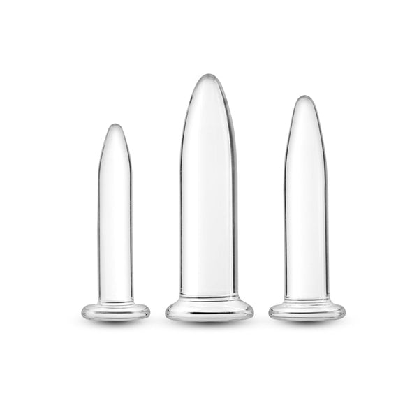 Crystal 3Pc Trainer Kit Clear Glass Anal Plugs Set Of Sizes Non Vibrating Butt Plugs