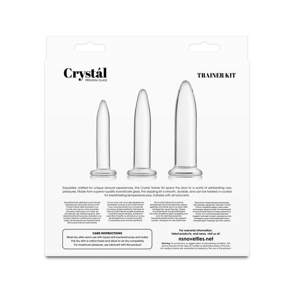 Crystal 3Pc Trainer Kit Clear Glass Anal Plugs Set Of Sizes Non Vibrating Butt Plugs