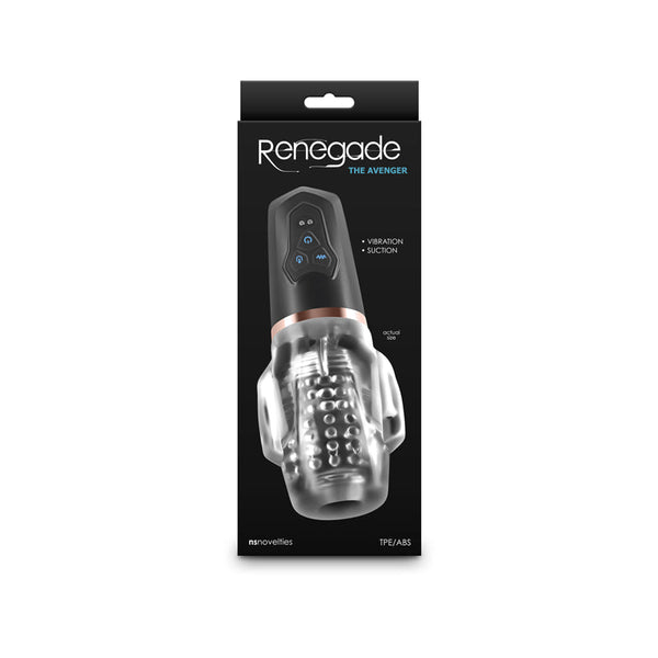 Renegade Avenger Clear/Black Usb Rechargeable Sucking Masturbator Masturbators