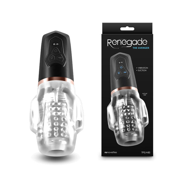 Renegade Avenger Clear/Black Usb Rechargeable Sucking Masturbator Masturbators