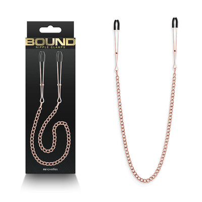 Bound Nipple Clamps Dc3 Rose Gold With Chain Nipple & Clitoral Toys