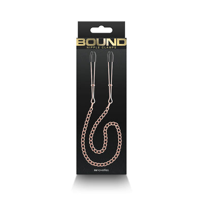 Bound Nipple Clamps Dc3 Rose Gold With Chain Nipple & Clitoral Toys