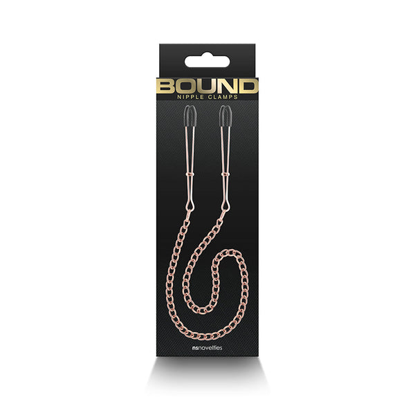 Bound Nipple Clamps Dc3 Rose Gold With Chain Nipple & Clitoral Toys