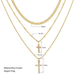 Veile Studios Full Diamond Cross Pendant Chain Necklace With Multiple Layered Accessories Necklaces & Pendants