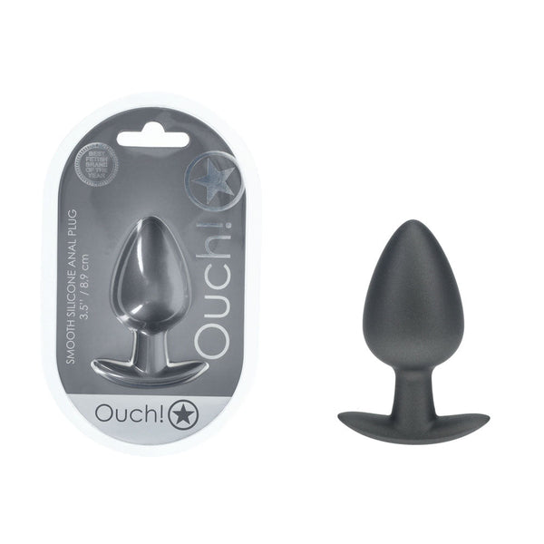 Ouch! Anal Plug Large Gun Metal Grey 8.9 Cm Butt Non Vibrating Butt Plugs