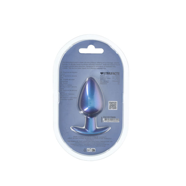 Ouch! Anal Plug Large Metallic Blue 8.9 Cm Butt Non Vibrating Butt Plugs