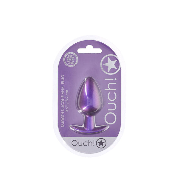 Ouch! Anal Plug Large Metallic Purple 8.9 Cm Butt Non Vibrating Butt Plugs