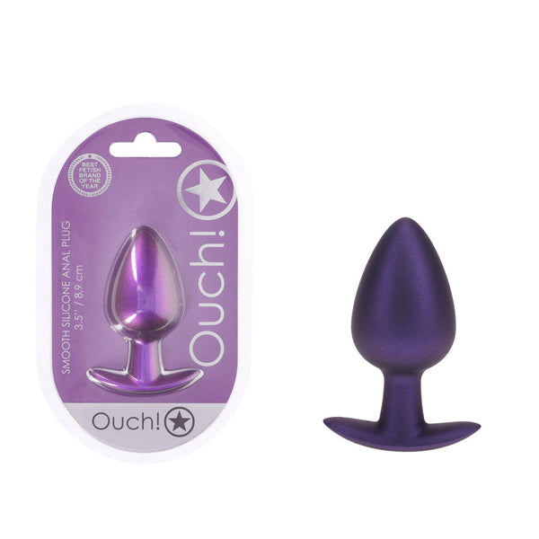 Ouch! Anal Plug Large Metallic Purple 8.9 Cm Butt Non Vibrating Butt Plugs
