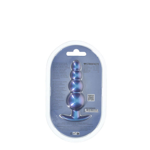 Ouch! Beaded Anal Plug Metallic Blue 11.7 Cm Butt Non Vibrating Butt Plugs