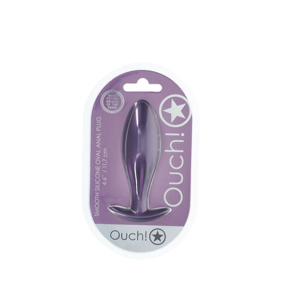 Ouch! Oval Anal Plug Metallic Purple 11.7 Cm Butt Non Vibrating Butt Plugs