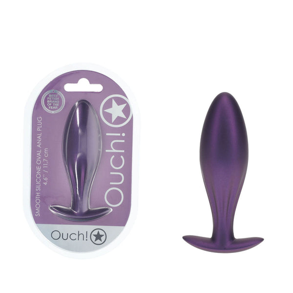 Ouch! Oval Anal Plug Metallic Purple 11.7 Cm Butt Non Vibrating Butt Plugs