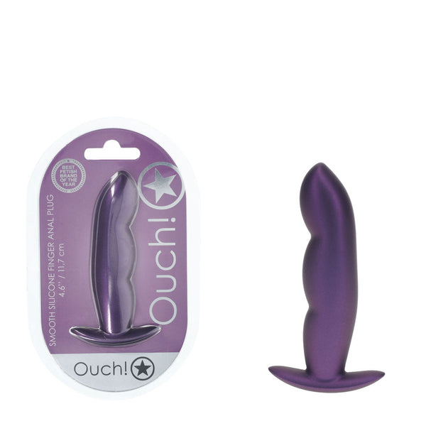 Ouch! Finger Anal Plug Metallic Purple 11.7 Cm Butt Non Vibrating Butt Plugs