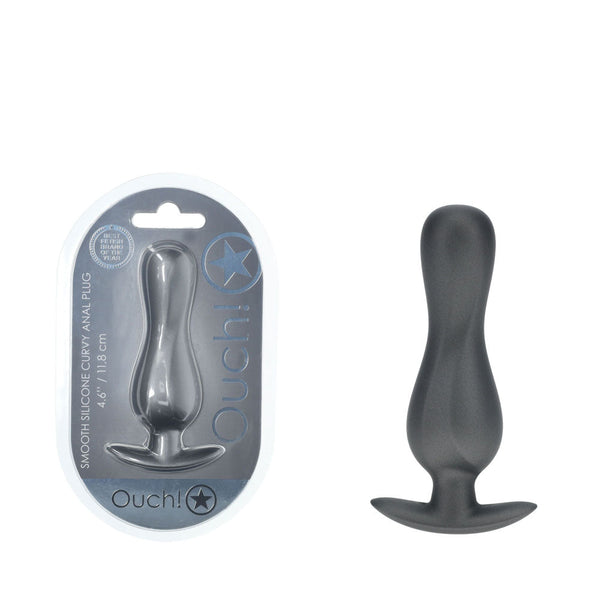 Ouch! Curvy Anal Plug Gun Metal Grey 11.7 Cm Butt Non Vibrating Butt Plugs