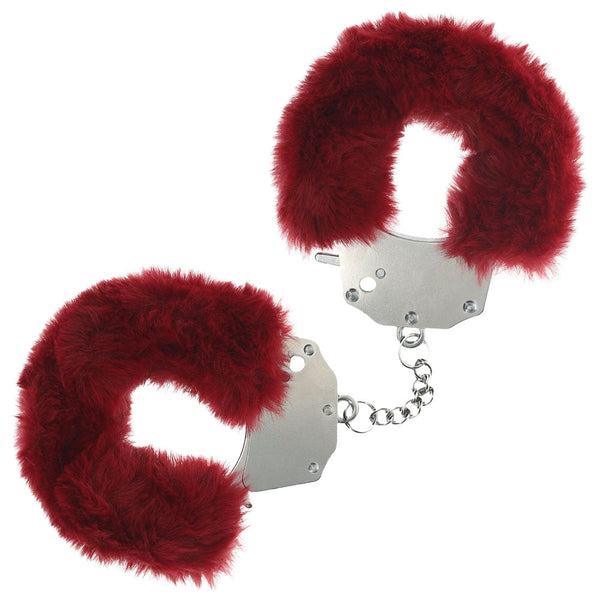 Ouch! Heavy Duty Fluffy Cuffs Burgundy Restraints Restraint Kits & Sets