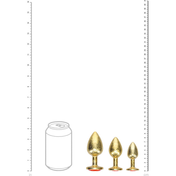 Ouch! Milan Collection Metal Anal Plug Set Gold Butt Plugs With Gem Bases Of 3 Sizes Non Vibrating Butt Plugs