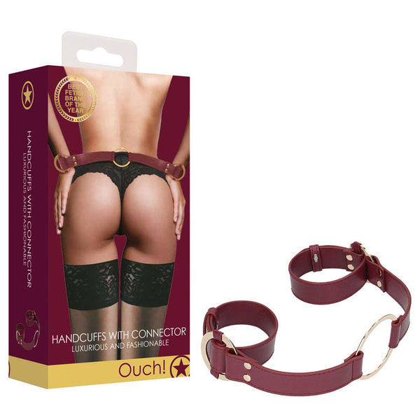 Ouch! Halo Handcuff With Connector Burgundy Restraint Restraint Kits & Sets