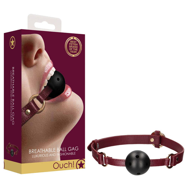 Ouch! Halo Breathable Ball Gag Burgundy Mouth Restraint Restraint Kits & Sets