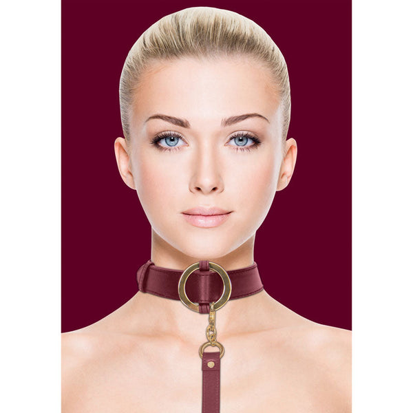 Ouch! Halo Collar With Leash Burgundy Restraint Restraint Kits & Sets