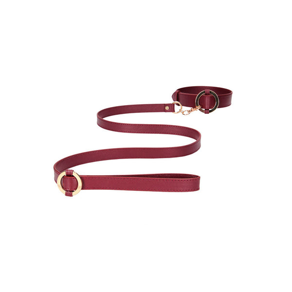 Ouch! Halo Collar With Leash Burgundy Restraint Restraint Kits & Sets