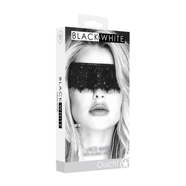 Ouch! Black & White Lace Mask With Elastic Straps Eye Restraint Restraint Kits & Sets