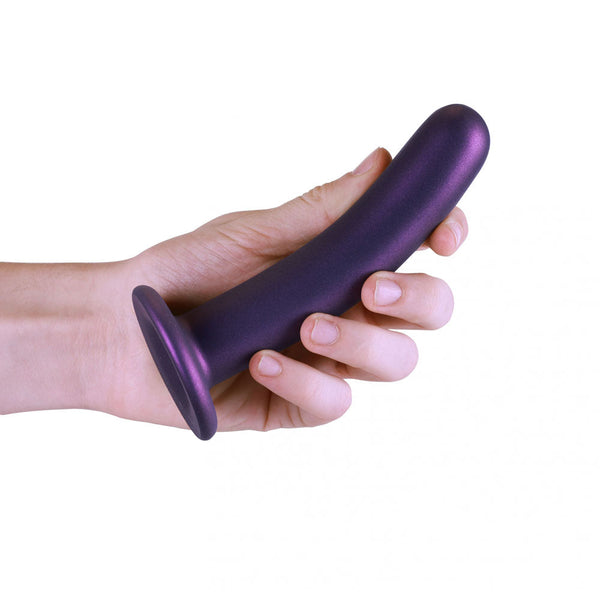 Ouch! Smooth Silicone G Spot Dildo 6'' / 14.5 Cm Metallic Purple Realistic Dildos