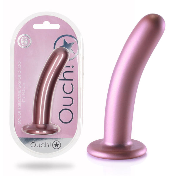 Ouch! Smooth Silicone G Spot Dildo 6'' / 14.5 Cm Rose Gold Realistic Dildos