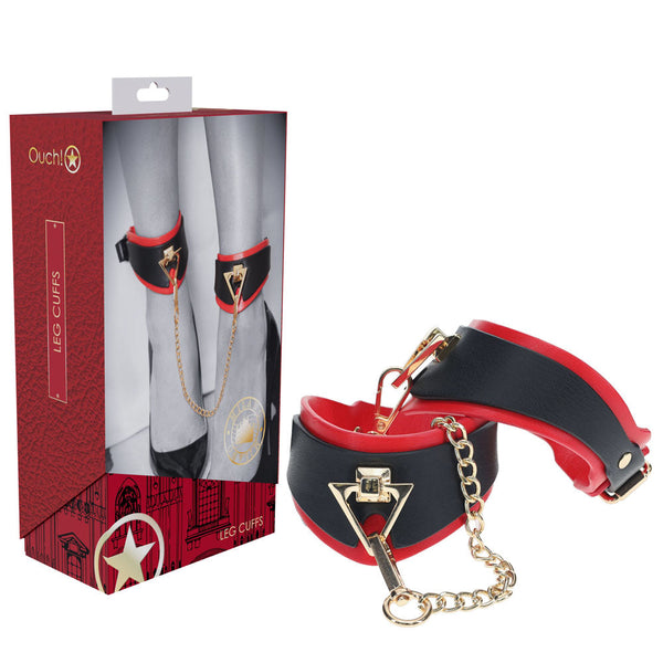 Ouch! Milan Collection Leg Cuffs Black/Red Restraints Restraint Kits & Sets