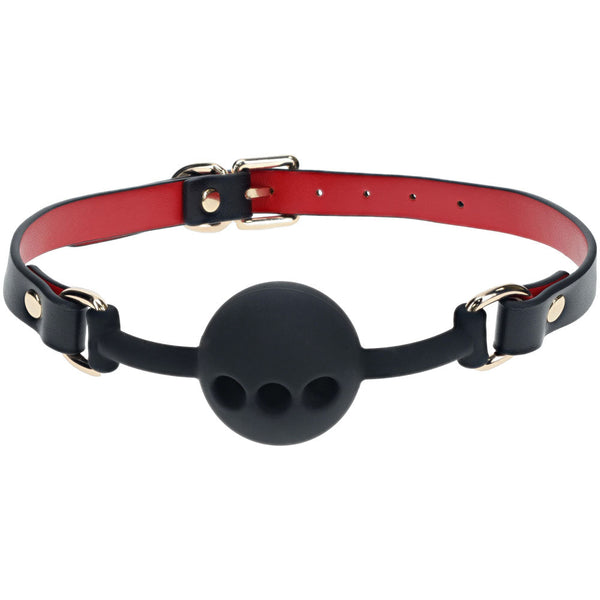 Ouch! Milan Collection Silicone Ball Gag Black/Red Breathable Mouth Restraint Restraint Kits & Sets