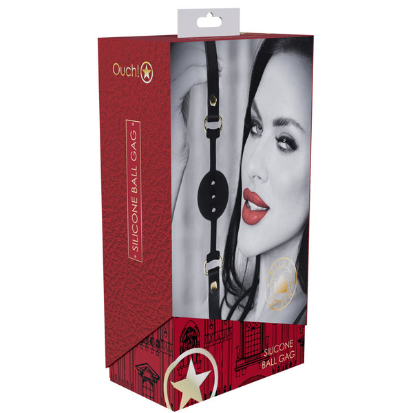Ouch! Milan Collection Silicone Ball Gag Black/Red Breathable Mouth Restraint Restraint Kits & Sets